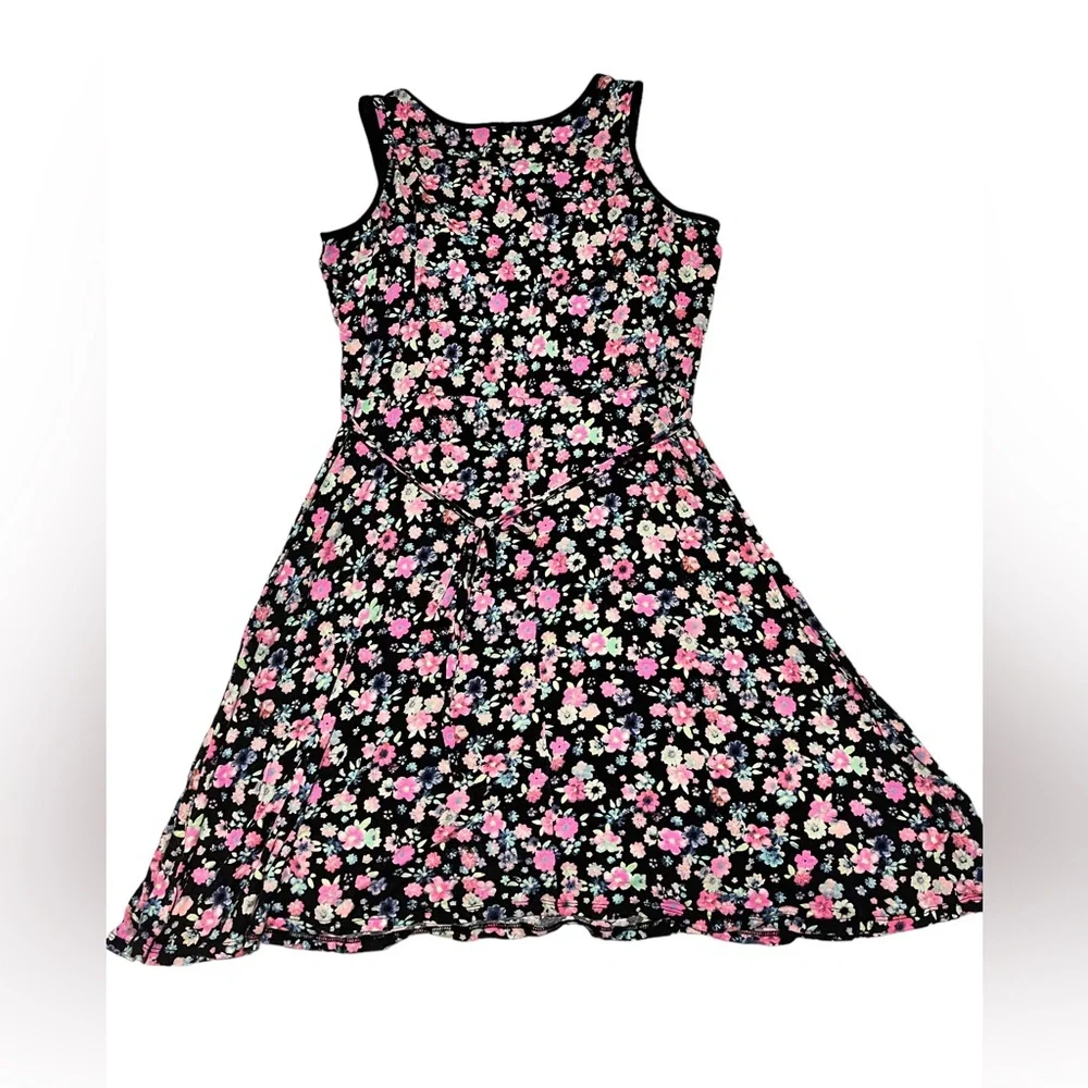 Justice Girls Floral Dress Sleeveless Size 14/16 Flowers Flowy.